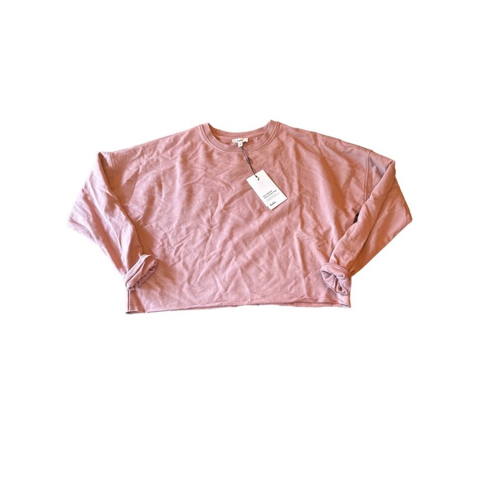 Knix Sweatshirt Pink Modal Terry Crew Top Oversized Raw Hem Dropped Shoulder M